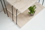 Hanah Home Mesa Lateral Black Travertine 2 Niveles Mármol Elegante Sofisticada para Sala de Estar Dormitorio Oficina Diseño Lujo Calidad Duradera Metal